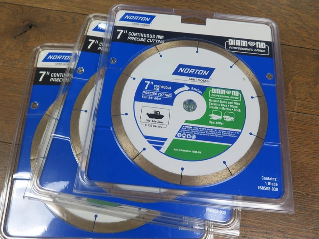 LOT QTY 3 - Norton 7" Segmented Rim Diamond Saw Blade 50508-038 NEW