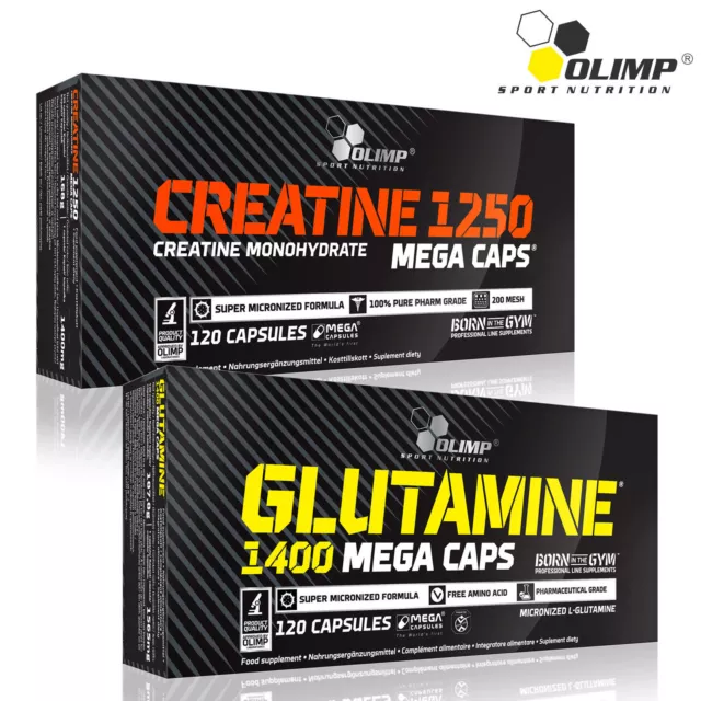 Creatine Monohydrate + Glutamine 60-180Caps Muscle Mass Growth Recovery Anabolic