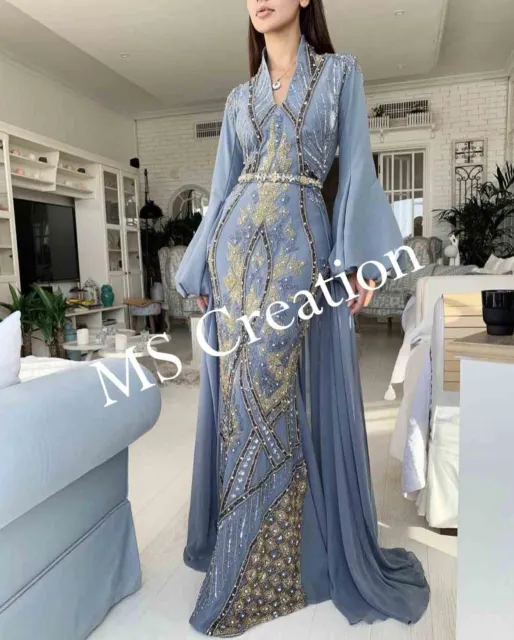 Sale Luxury Royal Crystal Work Moroccan Dubai Kaftan Wedding Bridesmaid Dress 04