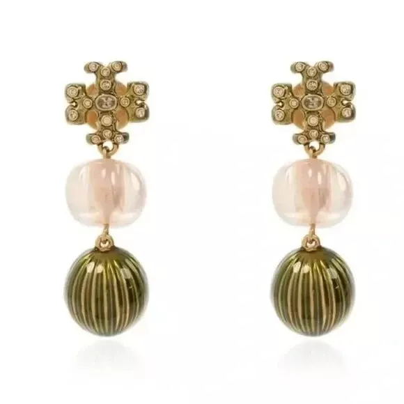 Tory Burch Roxanne Pale Pink Resin Double-drop Earrings