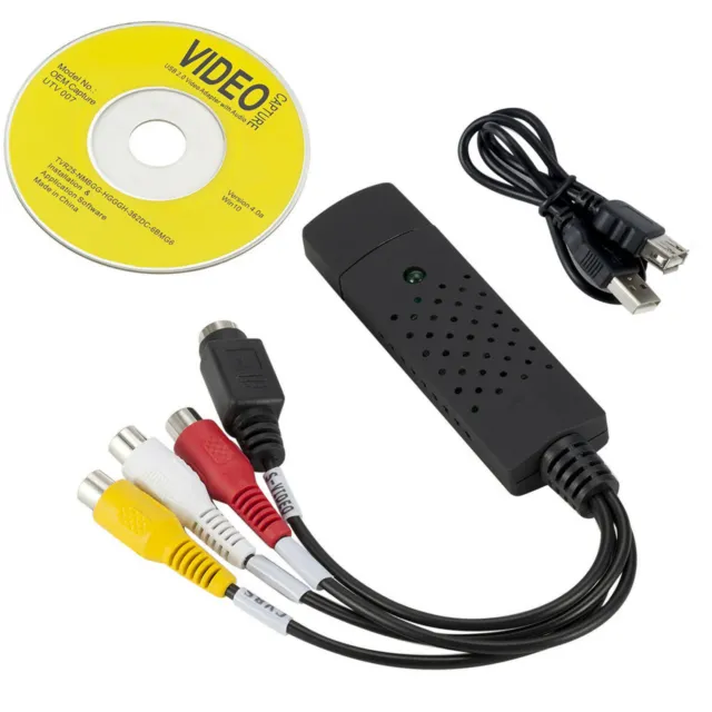 USB 2.0 Video Audio Capture Card Adapter VHS VCR TV to DVD Converter E