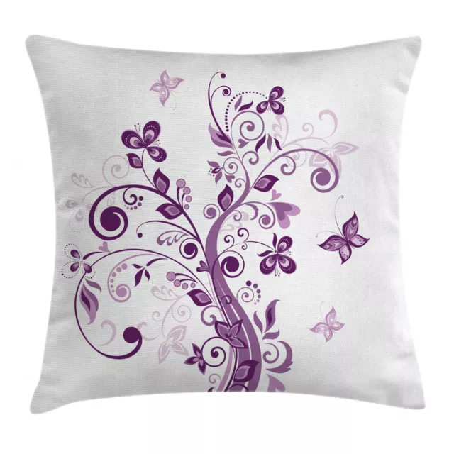 Mauve Housse de Coussin Fleurs Feuille butterlies