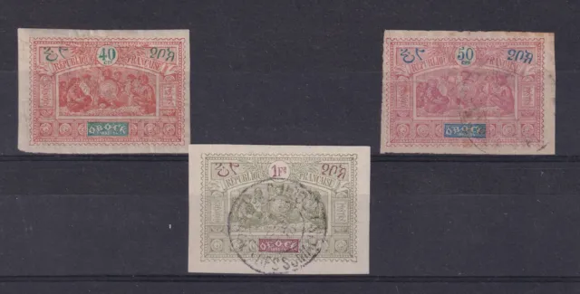 Timbres Colonies Francaises Obock N 56* + N 57 Obl + N 59 Obl