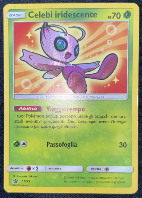 Carta Pokemon CELEBI IRIDESCENTE SM79 PROMO BLACK STAR ITA