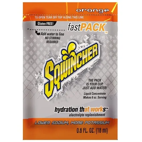 Sqwincher Fast Pack 18ml Orange - Box of 200 (4 Packs of 50)