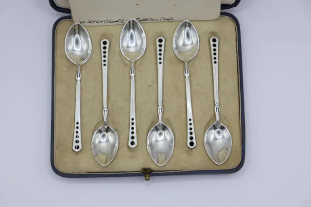 Art Deco Sterling Silver Guilloche Enamel Spoons Birmingham 1938