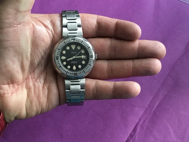 Montre De Plongée YEMA - Mécanique Manuelle, Boîtier Acier, Bracelet Noir, Occasion Rare