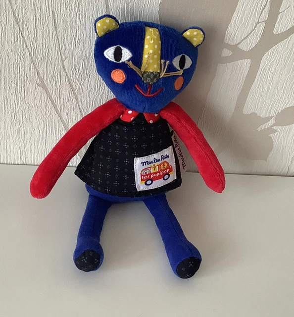 Doudou peluche chat panthère 20 Cm moulin rôty les popipop