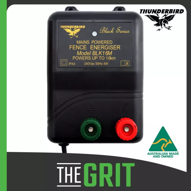 Thunderbird 16km Mains Electric Fence Energiser | BLK16M