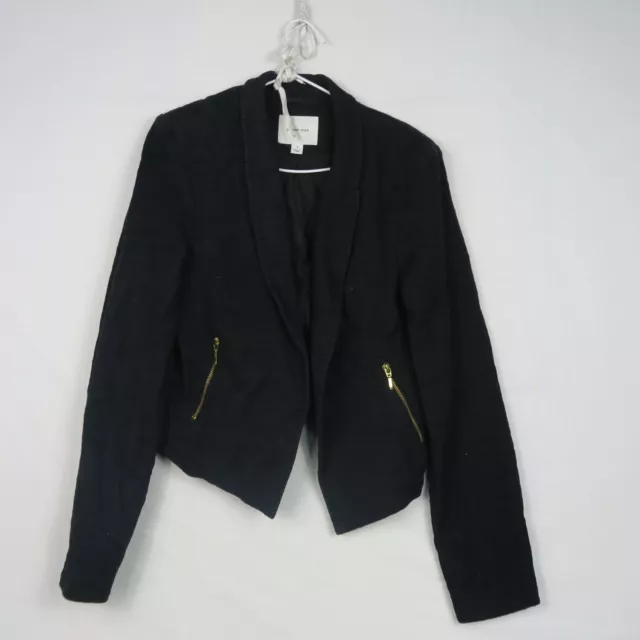 Country Road Womens Blazer Jacket Medium or 12(AU) Black Open Long Sleeve Work