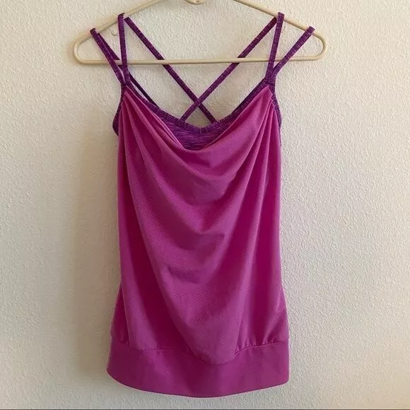 Lucy | Feel the Beat Singlet Tank Built in Sports Bra Small Pink Purple