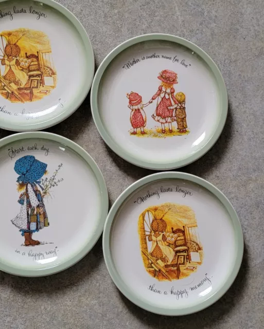 Vtg Holly Hobbie Plates Set of 6   Ceramic  10"  USA Made  Beautiful Condition! 3