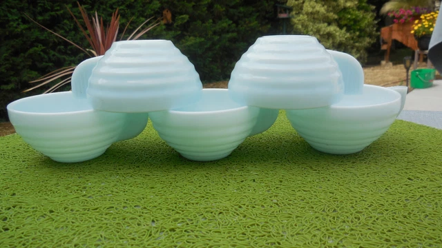 5 Tasses A Café Anciennes Art Deco Opaline / Vintage Cups