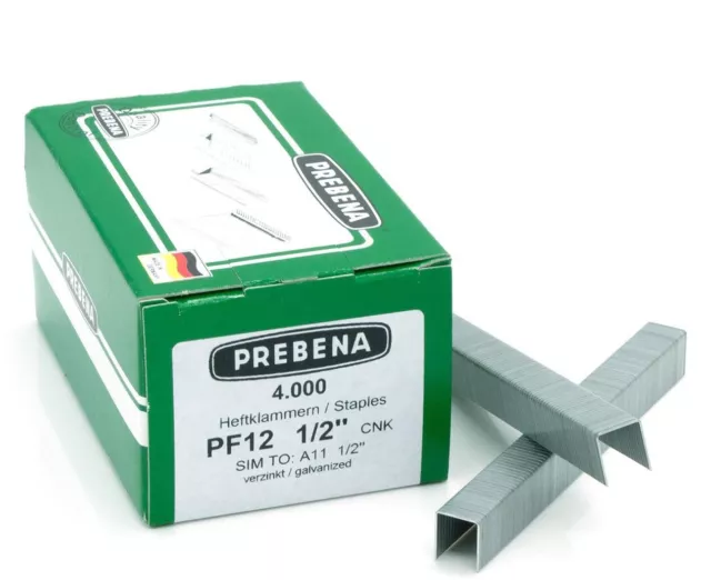 Heftklammern Prebena Type PF 12  mm Länge 4000 Stück / VPE Verzinkt / PF12CNK