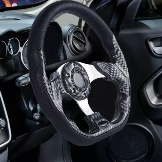 UK 6Hole Aluminum Wheel Steering Wheel Carbon Fiber PVC Sports Drifting Steering 2