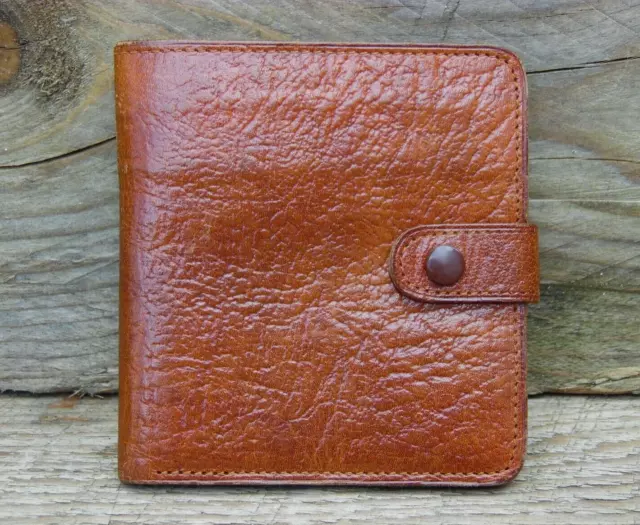 Vintage 1960s Mens Brown Tan Genuine Leather  British Made Bifold Wallet (NOS)