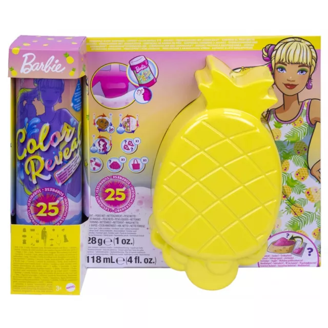 Barbie Color Reveal Pop Pineapple Scent Surprise Doll With 25 Surprises Foam