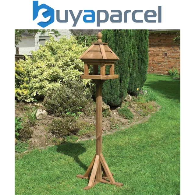 Rowlinson Wooden Lechlade Bird Table Free Standing House Feeder Square Roof