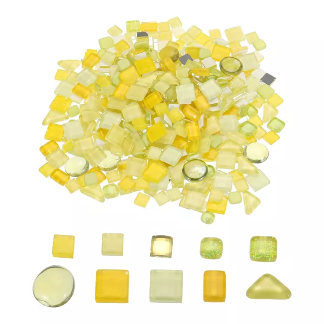 500g Irregular Crystal Glass Mosaic Tiles, Craft Mosaic Tiles Yellow Series