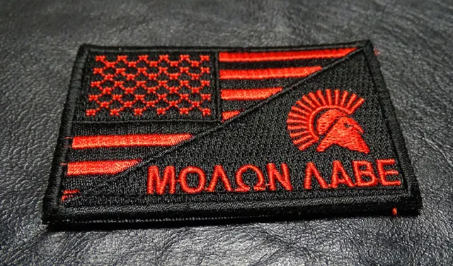 MOLON LABE SPARTAN USA FLAG PATCH [Hook Fastener Backing]