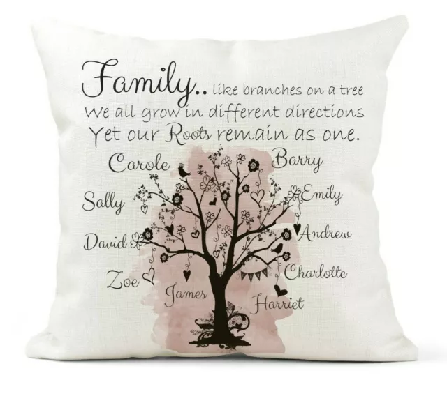 Personalised Family Tree Cushion, Wedding, Anniversary Gift, New Home, Nan, Gran