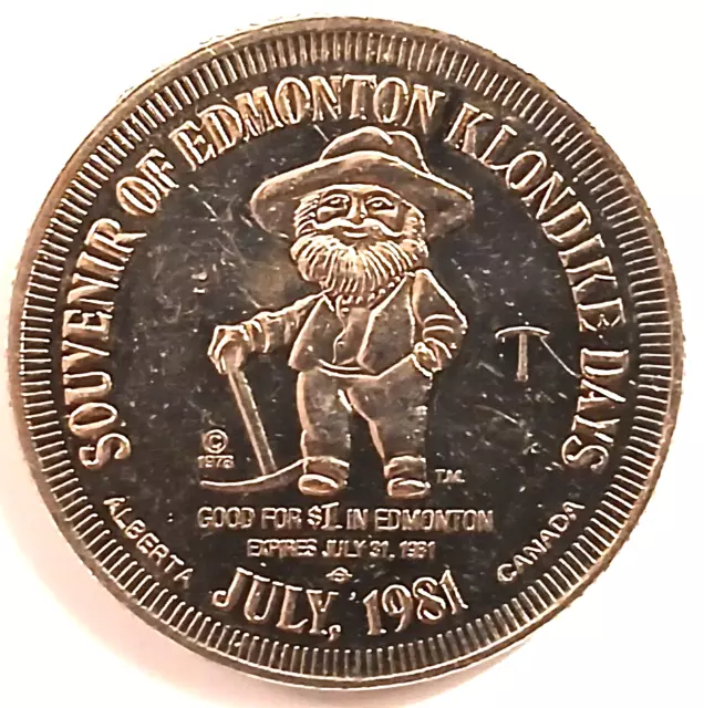 Canadian $1.00 Trade Token Edmonton Klondike Days 1981 1.25"