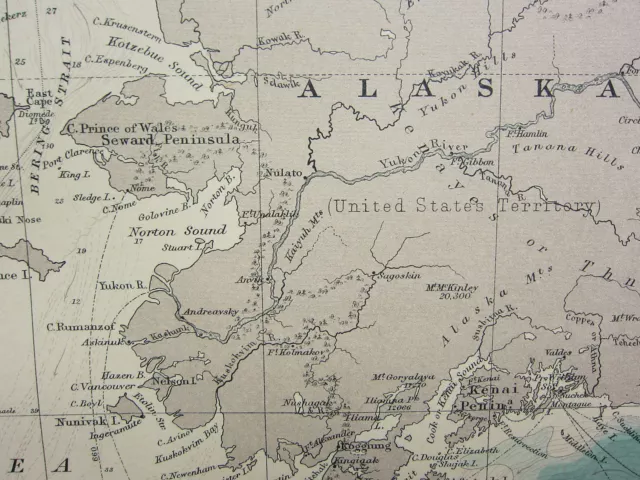 1921 Large Map ~ North Pacific Ocean Steamer Routes Japan Alaska