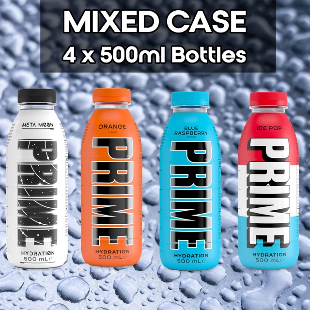 PRIME HYDRATION DRINK Meta Moon Orange Blue Raspberry Ice Pop 4 Pack