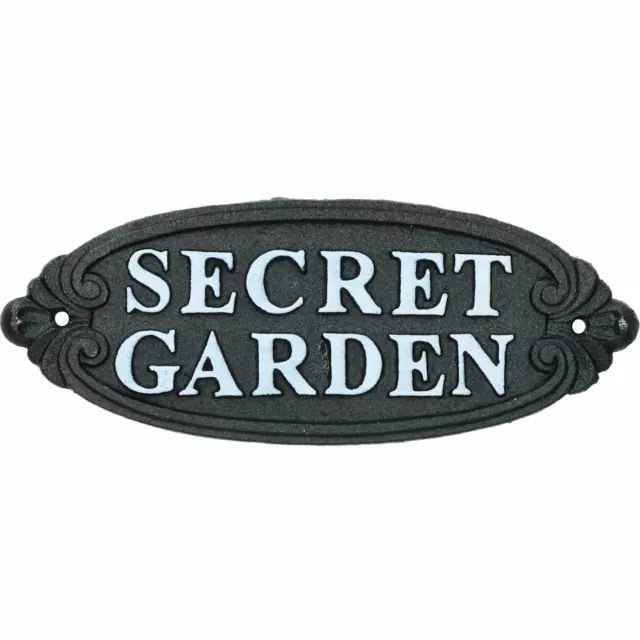 Secret Garden Cast Iron Sign Plaque Door Wall House Gate Fence Post Rustic