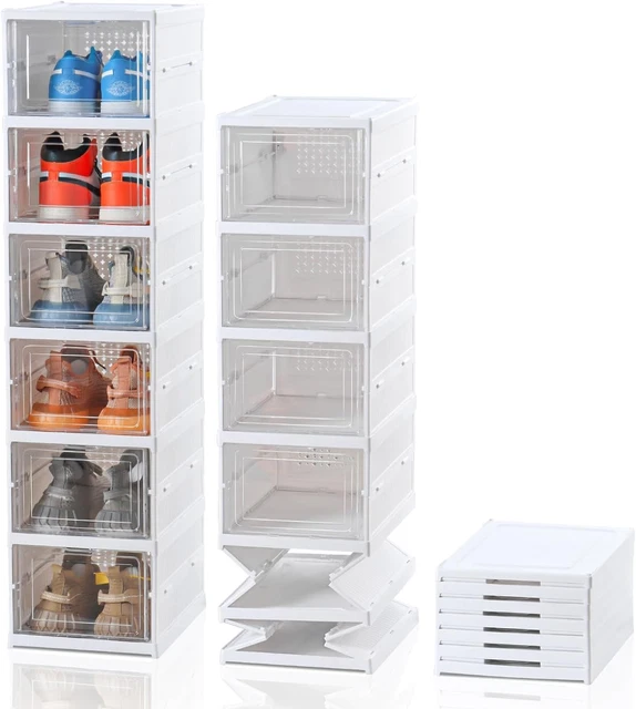 Scatole Portascarpe Trasparenti Pieghevoli 12 Piani | Organizzatore Scarpiera Per Armadio - Foto 9