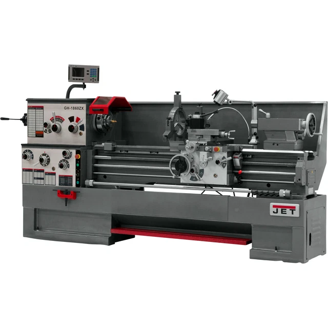 JET ZX Lg Spindle Bore Lathe w/Acu-Rite 203 DRO Taper Attach/Collet Closer 18x60