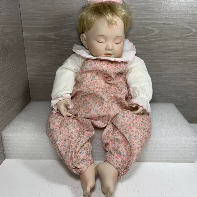 Vintage Emily Anne Sleeping Porcelain Baby Doll Ashton-Drake Blonde Hair 1996