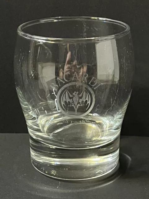 Bacardi Bat Logo Liquor Old Fashion Rum Glass - Pre-Owned Very Good Condition