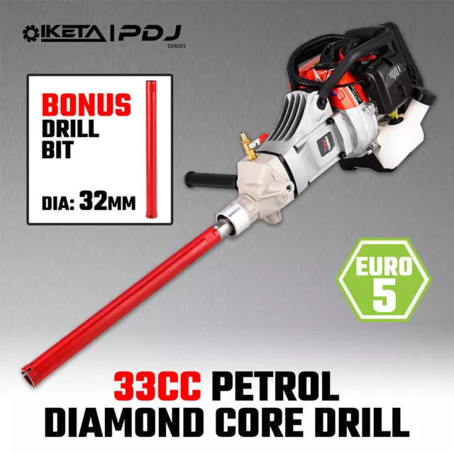 IKETA Diamond Core Drill Petrol 33cc Concrete Brick Tile Dry Wet Drilling Bit