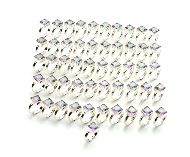 Wholesale 51Pc 925 Solid Sterling Silver Cut Mystic Topaz Ring Lot A006