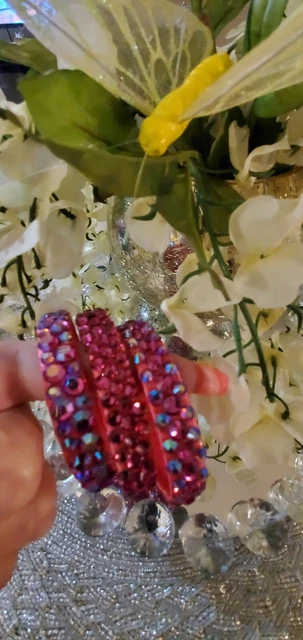 Ballroom Dance Jewelry Set of 3 Bracelets Fuchsia AB and Fuchsia