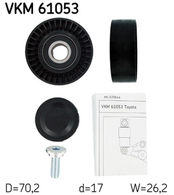Rullo di deviazione/guida cinghia trapezoidale SKF VKM 61053 per Toyota Avensis Auris 3