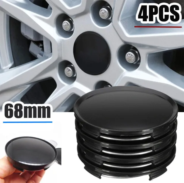 4x 68mm Black Car Wheel Center Hub Caps Cover Set No Emblem Auto Car Accessories