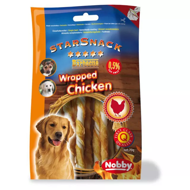 Nobby Cani Starsnack Barbecue Wrapped Pollo 70 G, Nuovo