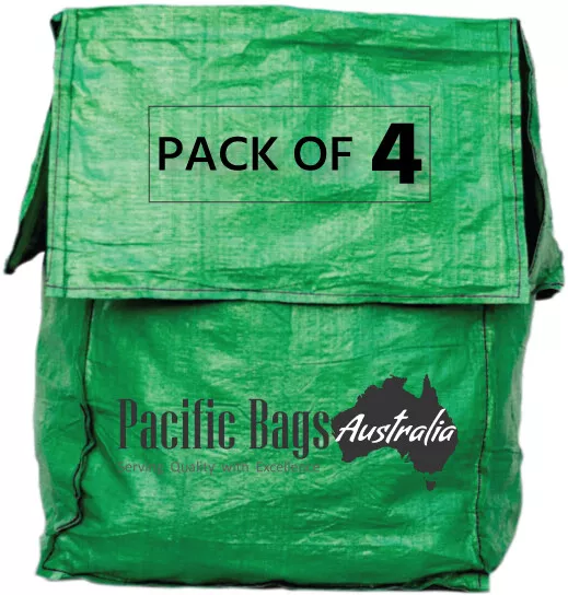 Pack of 4 - Green HDPE Garden / Recycling / Bale / Rubbish / Clothing Bag