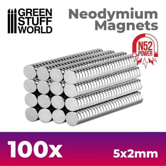 100x Magneti Neodimio - 5x2mm Dischi (N52) - calamite calamita Warhammer magnets