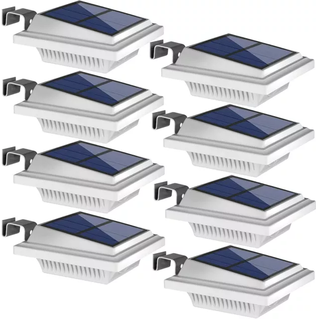 8Stk.Solar Dachrinnen Licht 40LEDs Außen Wandlampen mit Lichtsensor Warmweiß