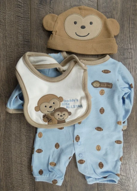 Baby Boy Clothes New Just One You Carter's Preemie 3pc Monkey Football Outfit
