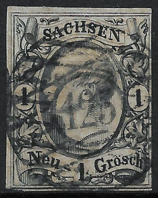 Sachsen Nummernstempel ~ N125 Neugersdorf ~ MiNr. 9 ~ 1 Ngr.
