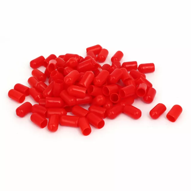 8mm Inner Dia Rubber Insulated End Cap Screw Thread Protector Cover Red 100pcs