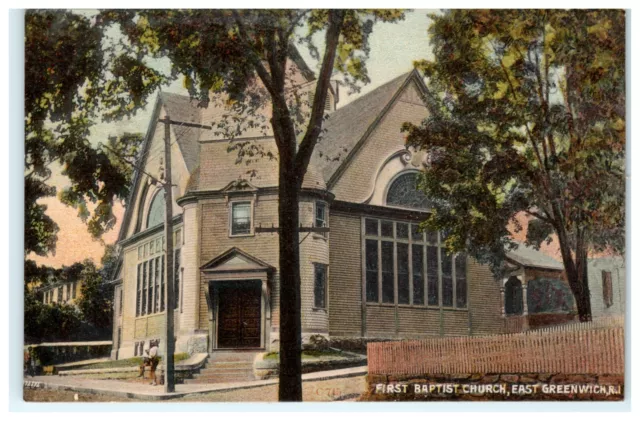 1909 First Baptist Church East Greenwich Island RI Rhode Island Postcard