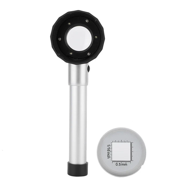 10X Magnifier Handheld Loupe With Scale Metal Handle Optical Lens Reading HR6