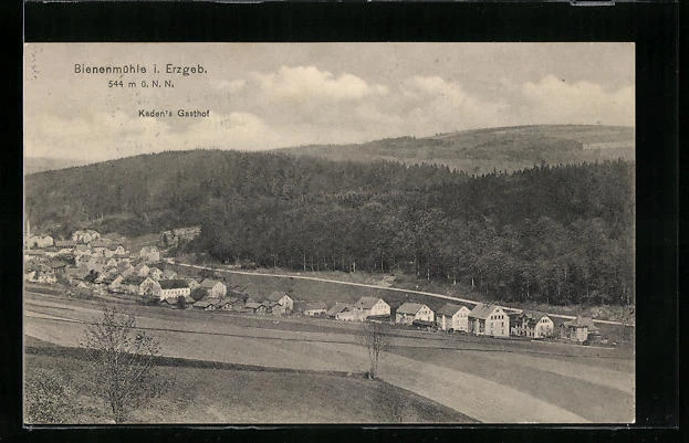 AK Bienenmühle i. Erzgeb., Gesamtansicht mit Kaden´s Gasthof 1912