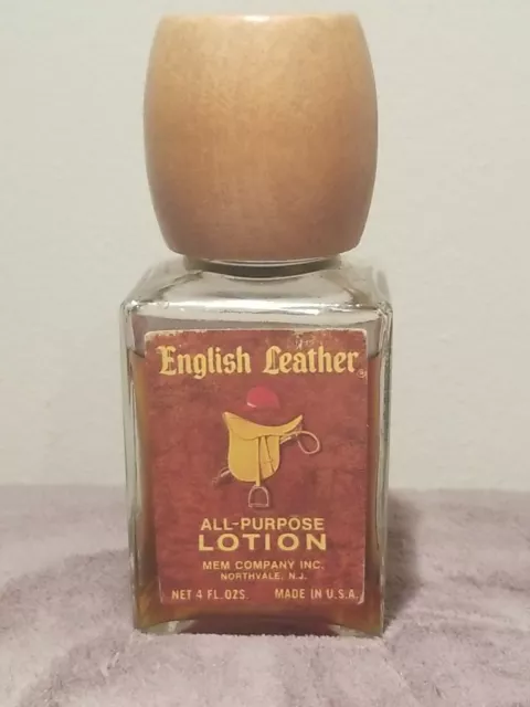 Vintage Original ENGLISH LEATHER All-Purpose Lotion MEM Co. USA Full Wood  Cap
