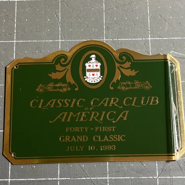 VINTAGE CLASSIC CAR Club Of America Dash Emblem Plaque - 41st Grand